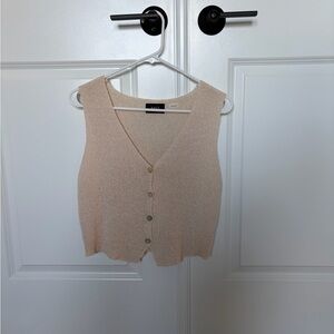 Vici Beige Knit Button-Up Vest